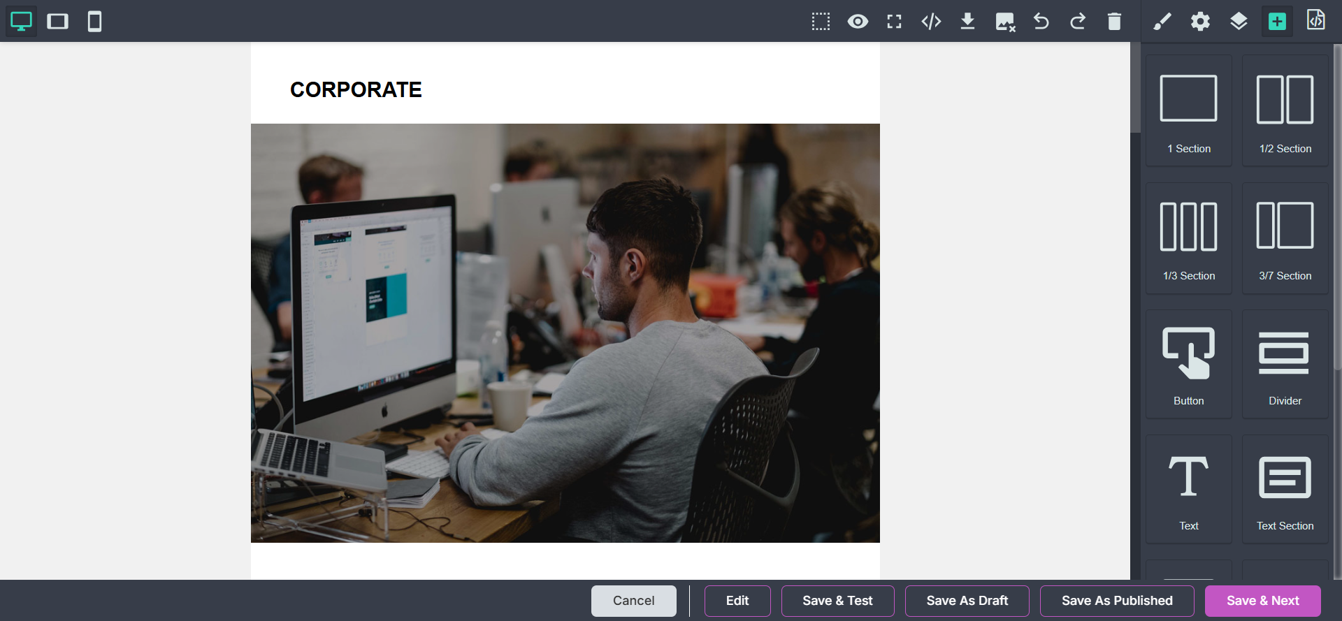 Email Editor Page